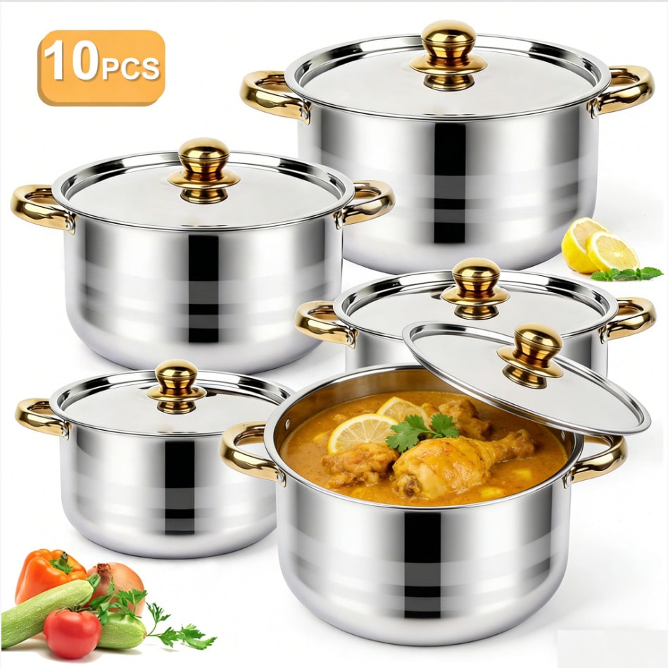 Home Cooking Cookbook - Ensemble de casseroles en acier inoxydable,